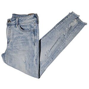 American Eagle Jegging Crop Jeans Womens Size 10 Light Wash Ripped Denim